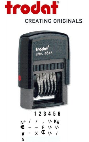 TRODAT 4846 NUMBERING SELF INKING RUBBER STAMP 6 BAND NUMBERER + Symbols  4mm