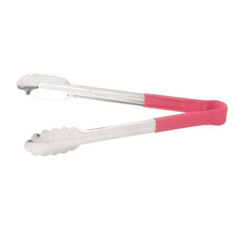 Winco UTPH-9R 9&#034; Utility Tongs with Red Polypropylene Handle
