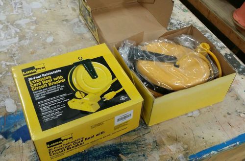 Lumapro yellow retractable 30 foot cord reel new in box for sale