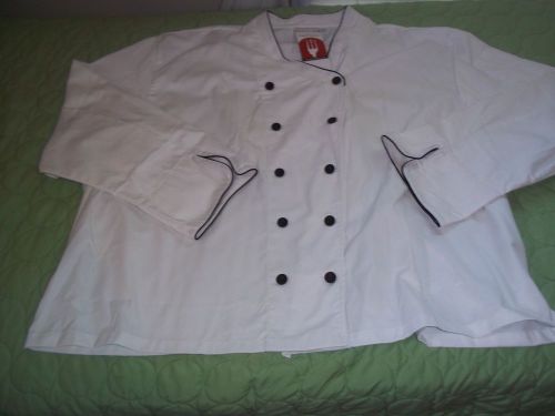 NWT MEN&#039;S SIZE 5XL CHEF WORKS WHITE LONG SLEEVE BUTTON FRONT CHEF&#039;S COAT JACKET