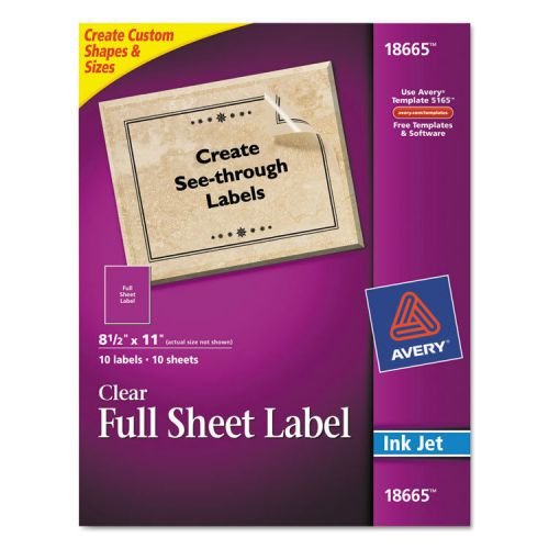 &#034;Avery Clear Easy Peel Mailing Labels, Inkjet, 8.5 X 11, 10/pack&#034;