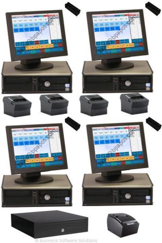 4 station restaurant / bar touch pos system &amp; software for sale