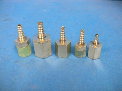 Cajon Brass Hose Connectors 1/2&#034;, 3/8&#034;, 1/4&#034; NPT Lot of 5