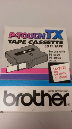 Genuine Brother TX2521 Laminated Tape Cartridge 1 Roll Red on White BRTTX2521