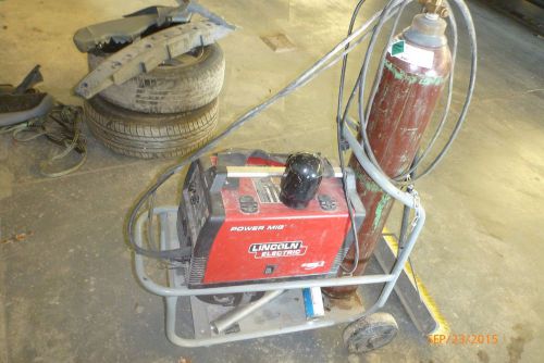Lincoln power mig 180 dual mig welder package with cart and tank used no reserve for sale