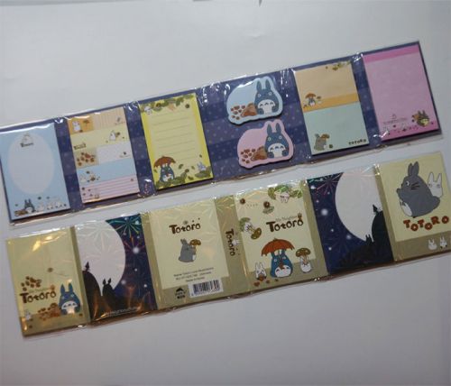 TOTORO Sticky Note Marker Memo Booklet 6 Pages Folded - Totoro Love Mushrooms