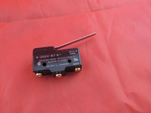 OMRON A-20GV-B7-K Snap Switch, 20A, SPDT, Hinge Lever