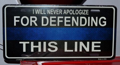 police Thin blue line Defend aluminum license plate