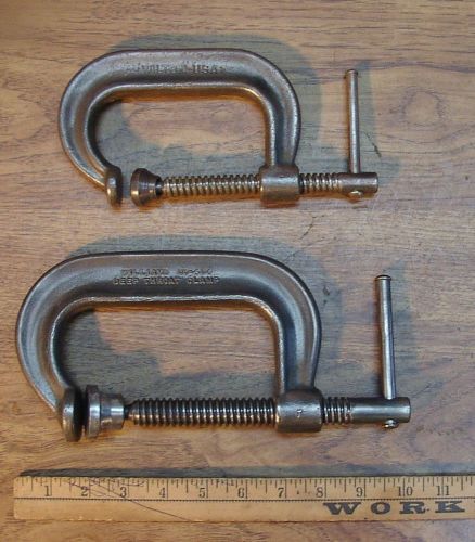 Old Used Tools,2 Vintage Heavy Duty &#034;C&#034; Clamps,Williams-404-4&#034;,Wilton 403-3&#034;,Exc