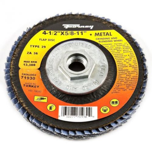 36-grit, 4-1/2&#034; flap disc, type 29 blue zirconia with 5/8&#034;-11 threaded arbor for sale