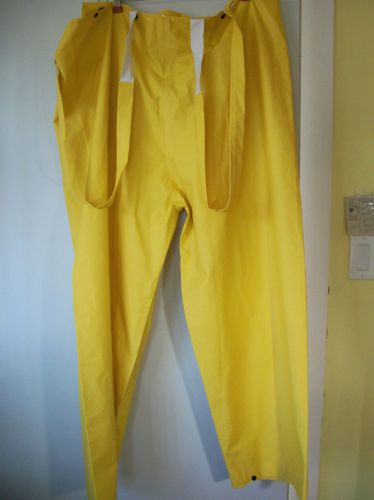 Foul weather rain wet gear bib pants light industrial pvc  yellow large nwot for sale