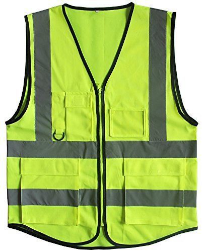 Misslo 5 pockets high visibility zipper front breathable safety vest with reflec for sale