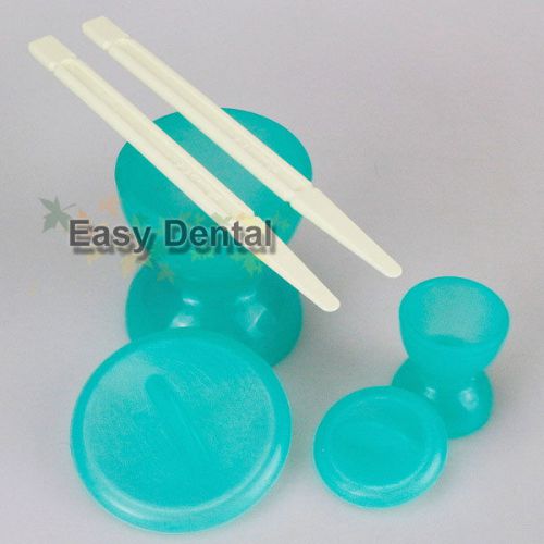 2 Dental Mixing Bowl Cup Double Sides Cover Sterilized + 2 Spatulas Blade Tool