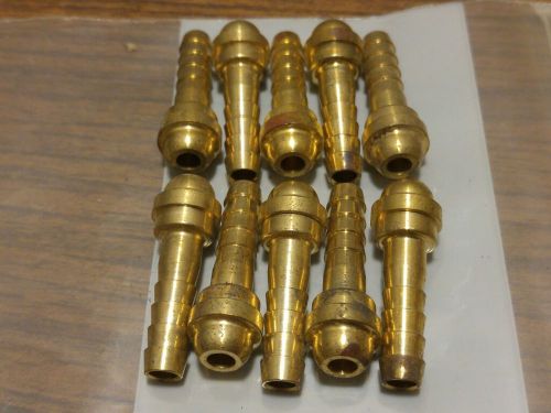 10 X Western Ent 17 B-Size Barbed Hose Nipples 1/4&#034;Hose 1-15/32&#034;Long Brass