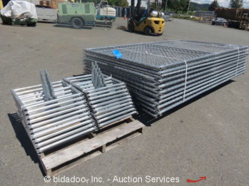 Lot of (20) 6’ x 10&#039; temporary construction security fence panels bases hardware for sale