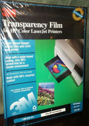 3M HP Color Laser Jet Printer Transparency Film 8.5 x 11 (50 Sheets)  NEW