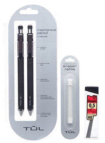 TUL 0.5mm Mechanical Pencils 1 2-pack, Eraser Refills 1 3-pack &amp; 30 Lead Refills