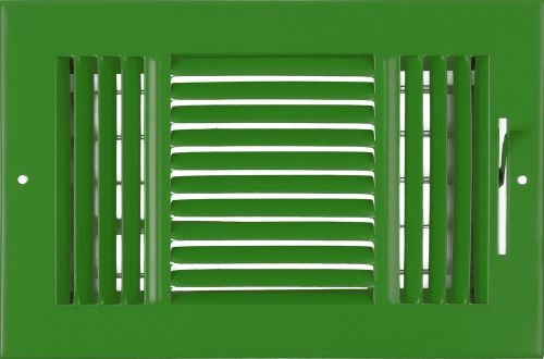 10w&#034; x 6h&#034; fixed stamp 3-way air supply diffuser, hvac duct cover grille green for sale