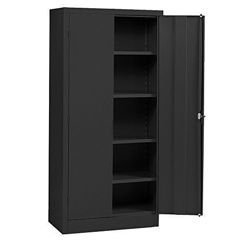 Sandusky lee black steel storage cabinet 4 shelves snaplt utility organizer for sale