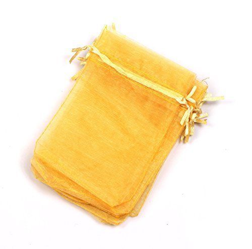 MBOX Colorful 4x6&#034; Organza Drawstring Pouch Bag 100pcs (Golden Yellow)