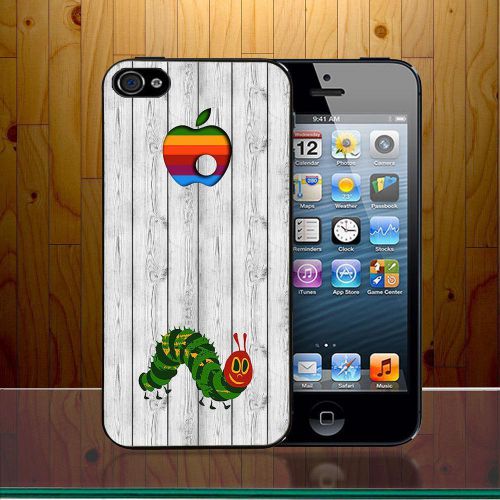 New Funny Caterpillar Eat Apple Wood Back Mode Fit For Samsung iPhone Cover Case