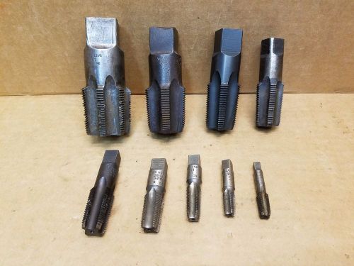 Lot of 9 hss pipe taps 1-1/2&#034;, 1 1/4&#034; 1&#034; npt, 3/4&#034;, 1/2&#034;, 3/8&#034;, 1/4&#034; &amp; 1/8&#034; npt for sale