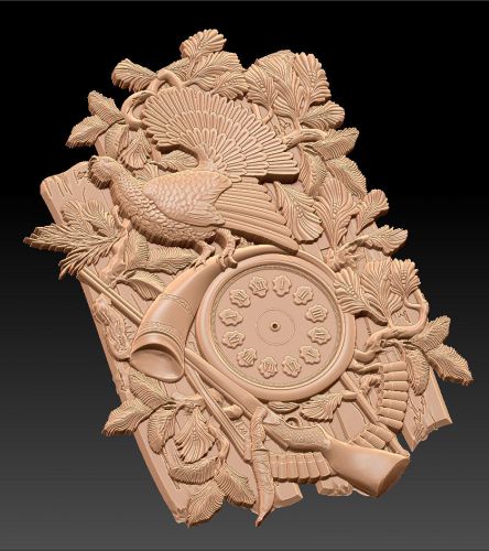 3d stl model for CNC Router mill- wall clock with capercaillie bird