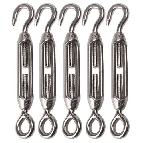 Bqlzr m4 stainless steel 304 hook &amp; eye turnbuckle wire rope tension pack of 5 for sale
