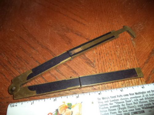 Vintage stanley? no.32 brass &amp; wood 12&#034; folding pocket rule(r) &amp; caliper in-one for sale