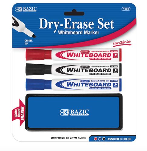 White board markers three colors FREE ERASER FREE SHIPPNG only $.99