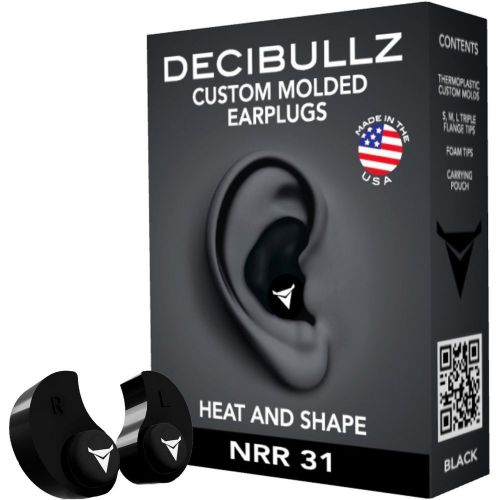 Decibullz Custom Molded Earplugs 31dB Highest NRR. Comfortable Hearing Protec...