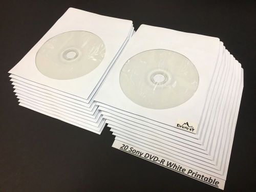 20 SONY Blank DVD-R DVDR Recordable White Inkjet Printable 16X 4.7GB Media Disc