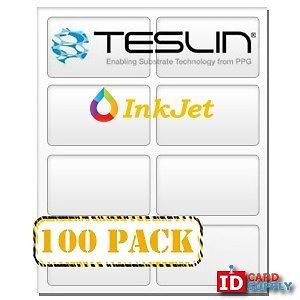 Teslin® synthetic paper - 8.5&#034; x 11&#034; perforated 8-up inkjet sheet | pack of 100 for sale