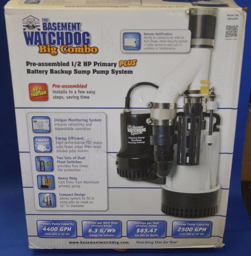 The basement watchdog bw4000 big combo 1/2 hp primary &amp; backup sump pump system for sale