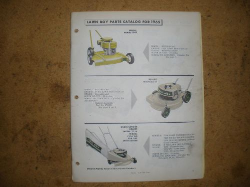 Vintage Lawn Boy 1965 Parts Catalog Gas Engine Mower Identification Manual Book