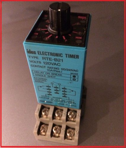 Idec rte b21 electronic timer 120vac 10a  relay  w/sub base for sale