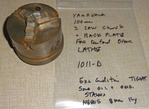 Denford orac cnc lathe chuck 3 jaw 100mm by yamakawa  1011-d for sale