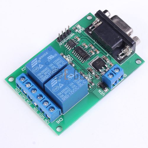 2-Channel Serial Port RS232 Relay Module DB9 Interface Low Level Output DC 12V