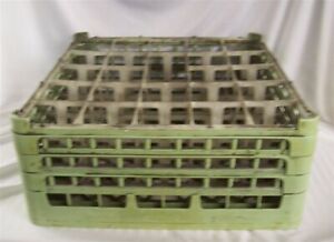 Green Plastic 25 Compartment Dishwasher Glass Rack Height 7-1/8&#034; Tall