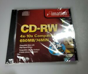 IMATION HIGH SPEED CD-RW REWRITABLE MEDIA 650 MB 74 MIN 4X10 (4pack) NEW SEALED