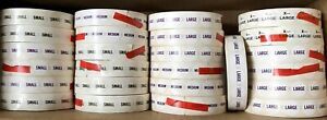 Lot 26/ Rolls, 1000 Size Stickers, Small Medium Large X-Large, Old Stock AS IS