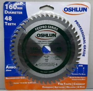 Oshlun SBFT-160048 160mm 6 1/4&#034; 48T Blade 20mm 3/4 Arbor Festool TS 55 EQ DWS520