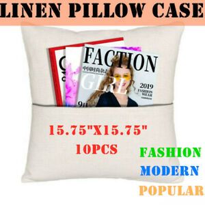 US - 10PCS 15.75&#034;x15.75&#034; Sublimation Blank Linen Pocket Pillow Case Cushion