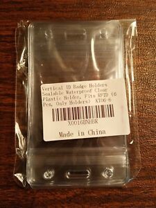 VERTICAL ID BADGE holders 6 count, clear plastic, 3 x 4.5 inches NEW