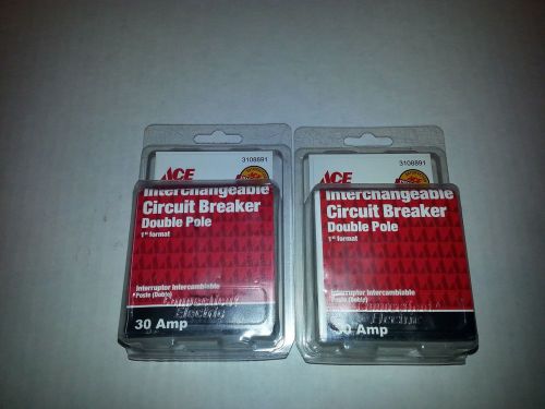 Lot of 2 ace hardware tb230 circuit breakers 30 amp 2 pole 120/240 vac new for sale