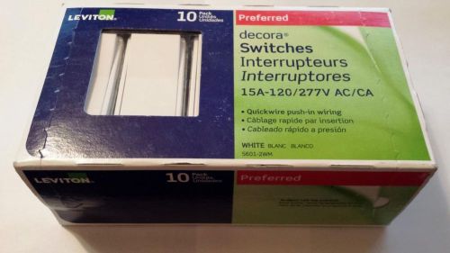 Leviton Preferred decora Switches - 10 Pack - 5601-2WM - White