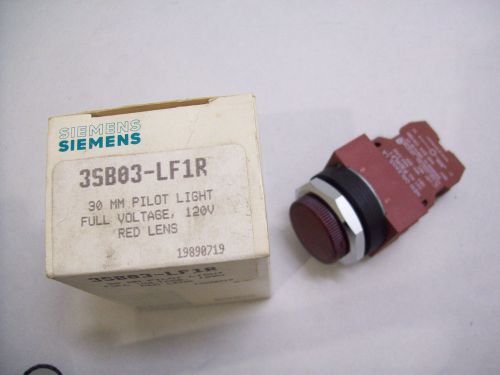 Siemens 3SB03-LF1R Pilot Light 30MM , Full Voltage, 120V Red Lens NEW