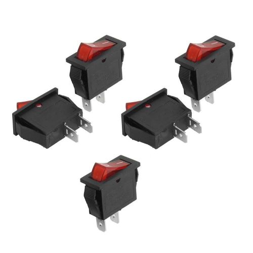 New 5 pcs ac 250v 10a ac 125v 15a 2 pins spst red button boat rocker switch for sale