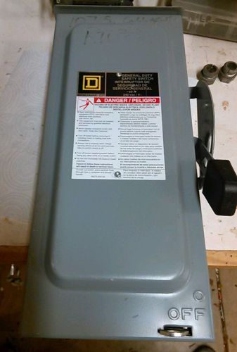 Square d 60 amp general duty disconnect, fusible D322NRB 3 pole.Has one bad lug.