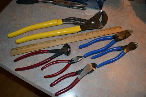Klein tools electrician&#039;s pliers lot pump, diagonals, end cutters 1 day auction! for sale